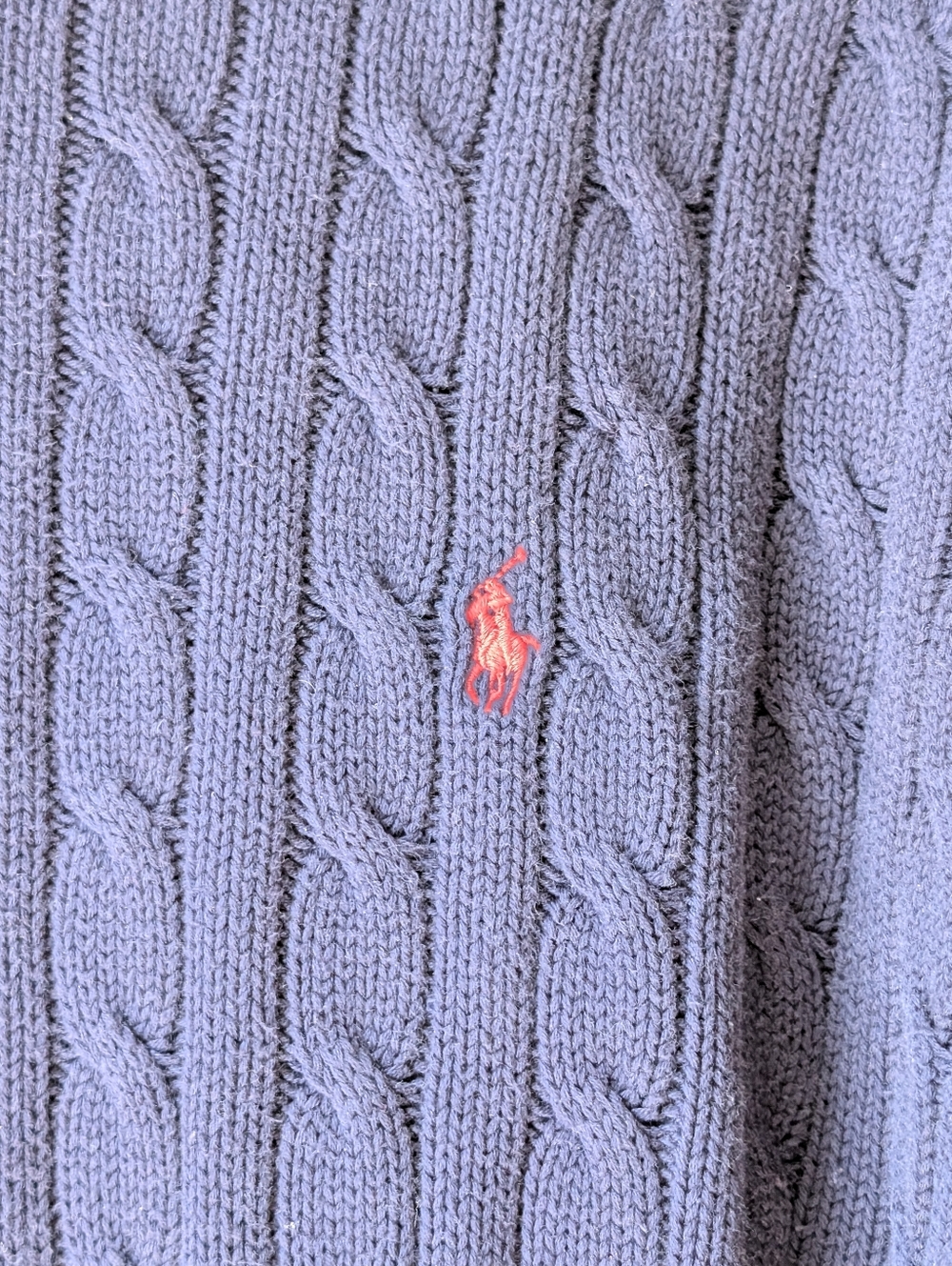 Vintage Ralph Lauren Sport Cable-Knit Sweater Blue Embroidered Size XL Preppy - Picture 6 of 9